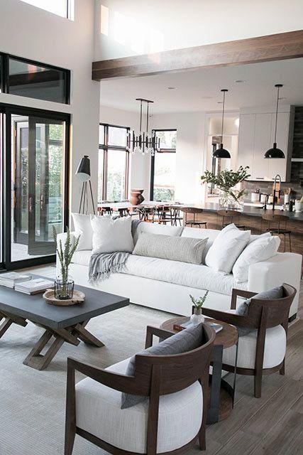 modern neutral living room design, kitchen design and modern dining room design #luxurykitchendesigns