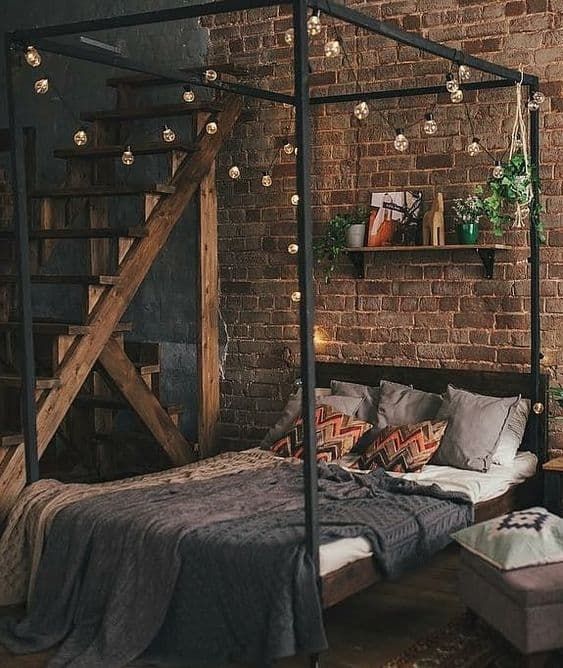 There are many ways you can decorate your bedroom - some are the usual old ones and others are different - and that's an understatement. From d ... | Lightbulbs hanging over the bed #SteampunkIdeas #SteampunkBedroom #SteampunkBedroomIdeas #Steampunk #HomeDecor #BedroomDecor #DecoratedLife