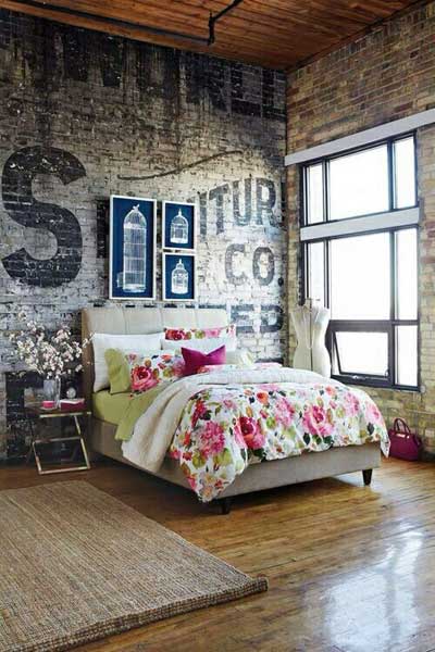 Murals brick wall bedroom "width =" 400 "height =" 600