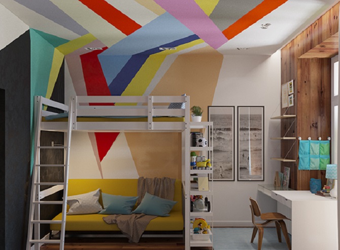 Modern design of the bunk bed for children