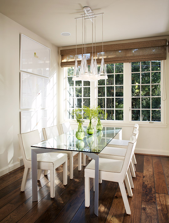 white simple dining room decor "width =" 597 "height =" 787
