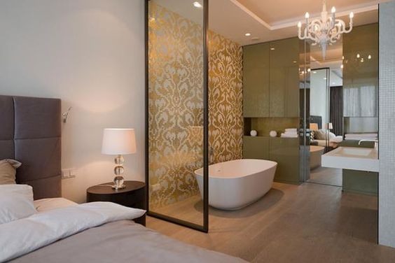 modern bedroom and bathroom designs, open interior design ideas for bathroom remodeling