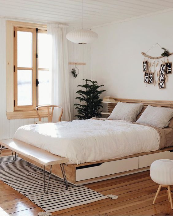Mid-century • Boho • Scandinavian on Instagram: “Neutral and wood = L I F E 💛 nice and quiet bedroom by @brookandpeony ✨. . . . . #sodomino #scandistyle # neutraldecor… ”