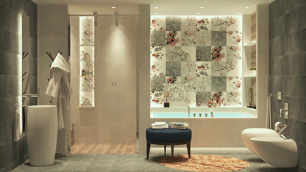 Luxury bathroom with floral back wall "width =" 1240 "height =" 698 "srcset =" https://mileray.com/wp-content/uploads/2020/05/1588514901_504_Luxurious-Bathroom-Designs-With-Stunning-Decor-Details-Looks-Very-Charming.jpg 1240w, https: // myfashionos. com / wp-content / uploads / 2016/08 / Ahmed-Mady6-300x169.jpg 300w, https://mileray.com/wp-content/uploads/2016/08/Ahmed-Mady6-768x432.jpg 768w, https: //mileray.com/wp-content/uploads/2016/08/Ahmed-Mady6-1024x576.jpg 1024w, https://mileray.com/wp-content/uploads/2016/08/Ahmed-Mady6-696x392.jpg 696w, https://mileray.com/wp-content/uploads/2016/08/Ahmed-Mady6-1068x601.jpg 1068w, https://mileray.com/wp-content/uploads/2016/08/Ahmed-Mady6 -746x420.jpg 746w "sizes =" (maximum width: 1240px) 100vw, 1240px