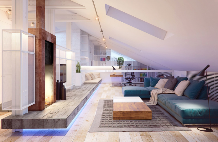Amazing living room design in the attic