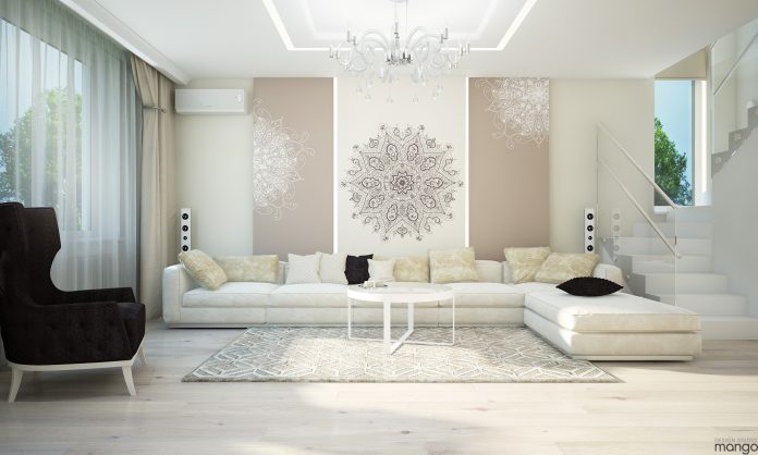 white luxury small living room