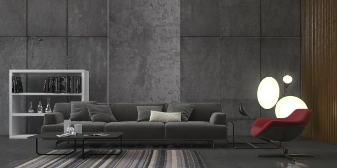 minimalistic gray living room decor