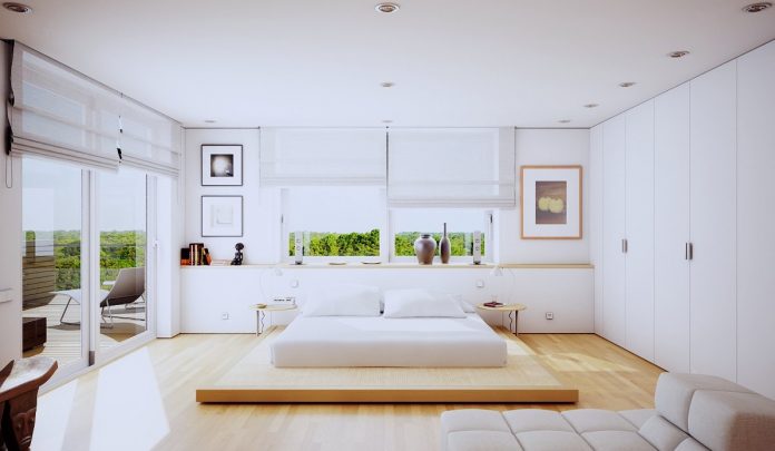 minimalistic white bedroom design