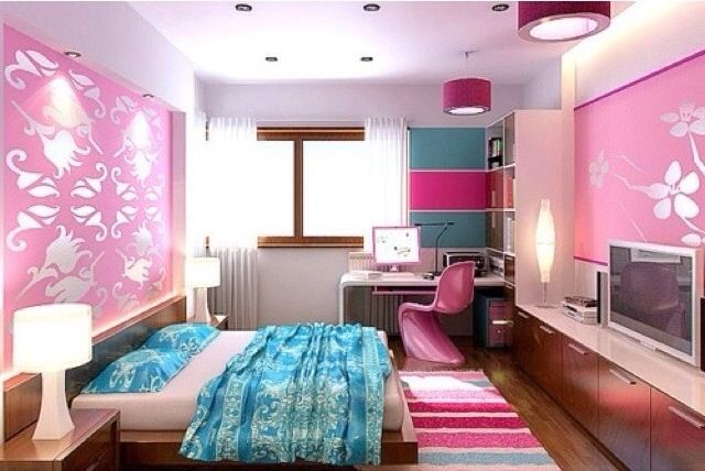 Sky blue, berry pink girl's bedroom ideas. For teens. This is .