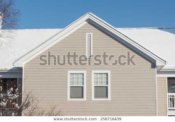 American Dream House Suburban Village Snow Stock Photo (Edit Now .