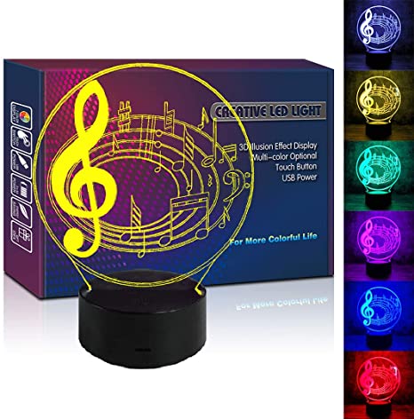 Amazon.com: HIPIYA Musical Note LED 3D Bedside Lamp Illusion USB .
