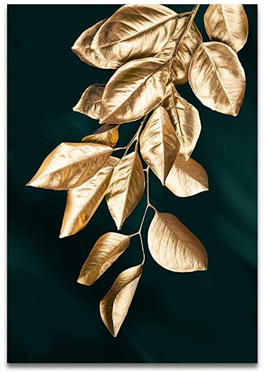 Amazon.com: kangbaby Abstract Golden Plant Leaves Picture Wall .