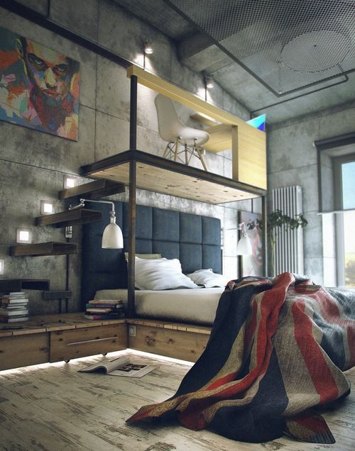 Masculine Loft Bedroom Design Inspiration | Loft inspiration .