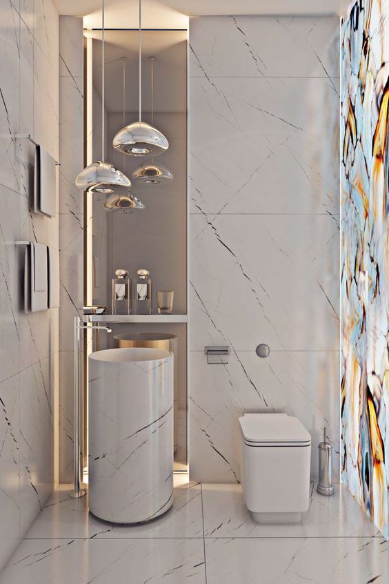 Bathroom Decor With Variety of Wall
  Texture Design