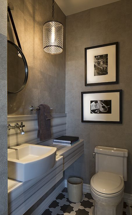 Artistic Designs for Living - bathrooms - gray wallpaper, gray .
