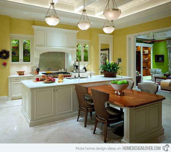 15 Beautiful Kitchen Island with Table Attached | Kitchen island .