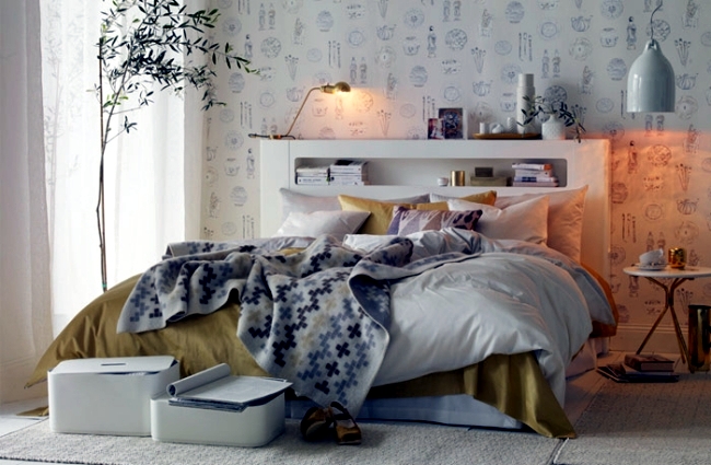 Bedrooms in Scandinavian style – Elegant gold and white .