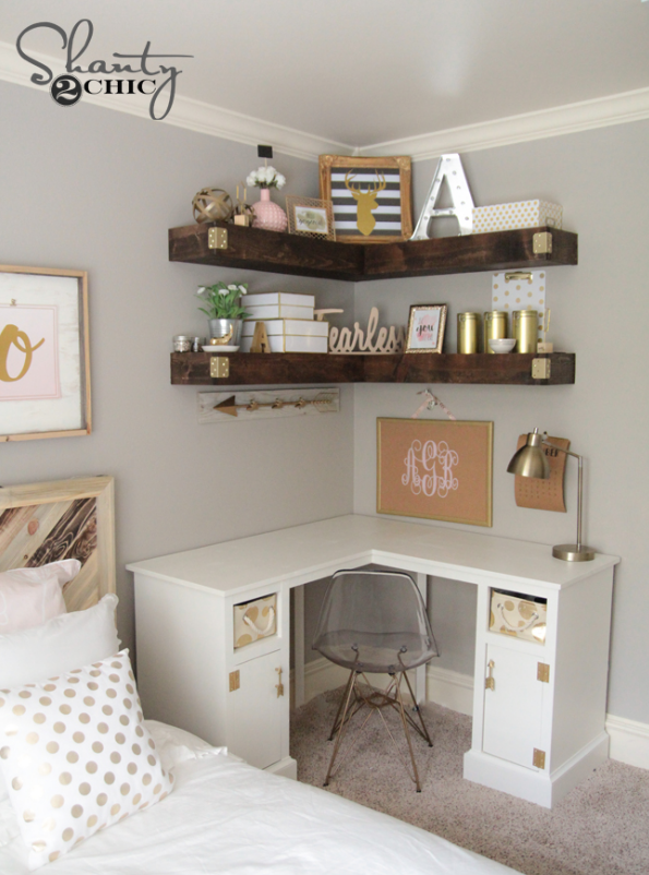 DIY Floating Corner Shelves | Home, Home decor, Bedroom dec
