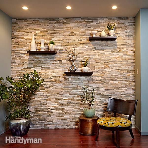 Create a Faux Stone Accent Wall | Stone accent walls, Faux stone .