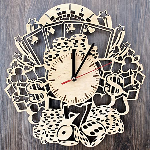 Amazon.com: Casino Poker Design Real Wood Wall Clock - Eco .