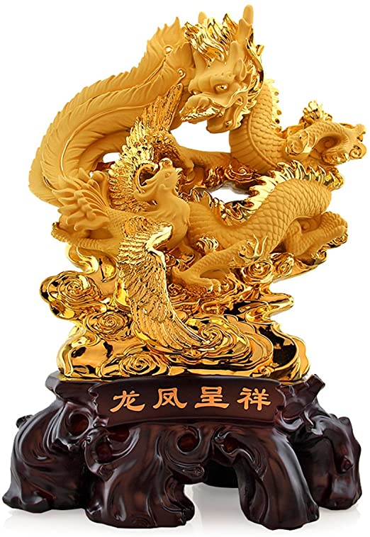 Amazon.com: Wenmily Large Size Feng Shui Golden Phoenix and Dragon .