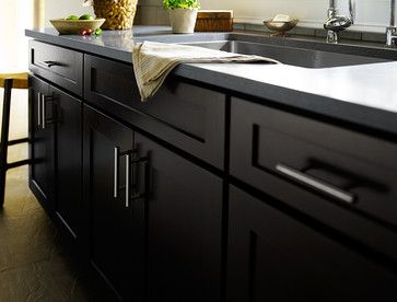 Black Kitchen Cabinets in a Contemporary Kitchen - Shaker Style .