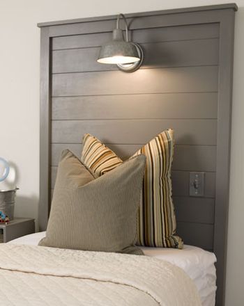 A Large Headboard With Overhead Light | Home bedroom, Home .