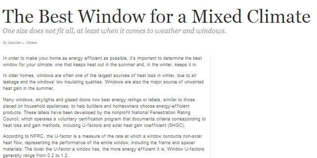 CONSIDER THE CLIMATE WHEN CHOOSING REPLACEMENT WINDOWS IN COLUMB