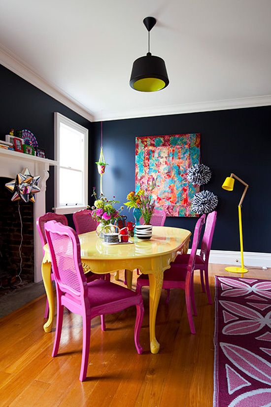 Colorful Painted Dining Table Inspiration | Dining room colors .