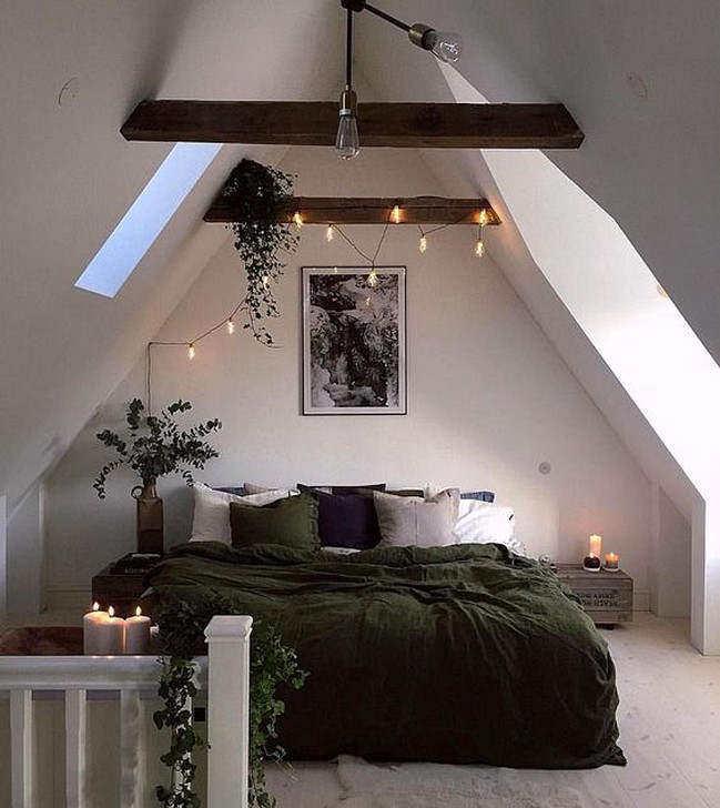 Cozy String Lights And Candles To Add More Light To This Attic .