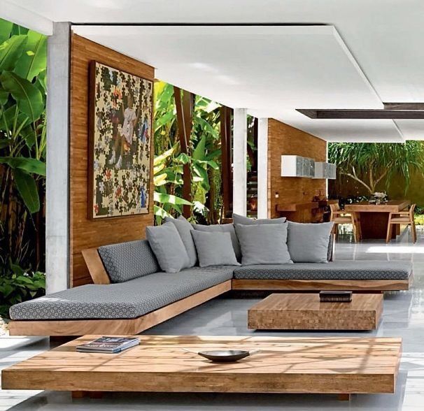Contemporary Living Room Design Combined
With Wooden Interior