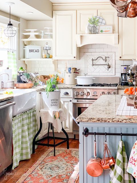Cozy and Colorful Country Cottage Home Tour | Cottage kitchens .