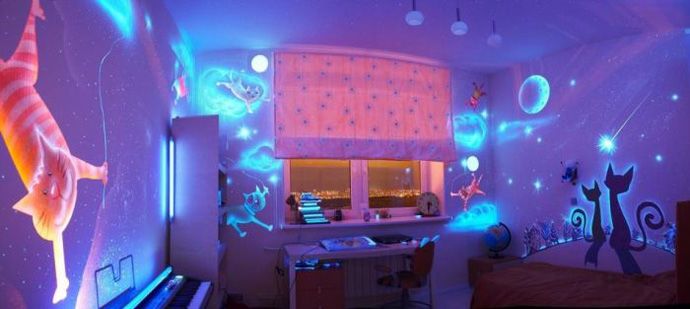 Glow in the Dark Bedroom Decoration | Kids room paint, Kids room .