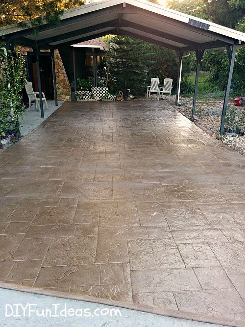 GORGEOUS DIY STAMPED CONCRETE TILE DRIVEWAY FOR LESS $...MUCH LESS .