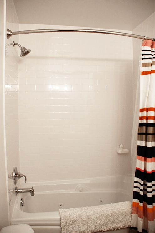 Bathroom Makeover with a faux subway tile surround | Bathtub tile .