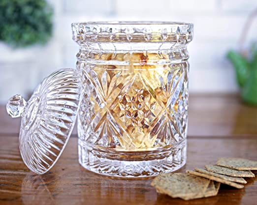 Amazon.com | Elegant Crystal Candy Jar with Lid, Glass Biscuit Jar .