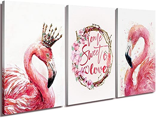 Amazon.com: Canvas Print Wall Décor Art Elegant Pink Flamingo King .