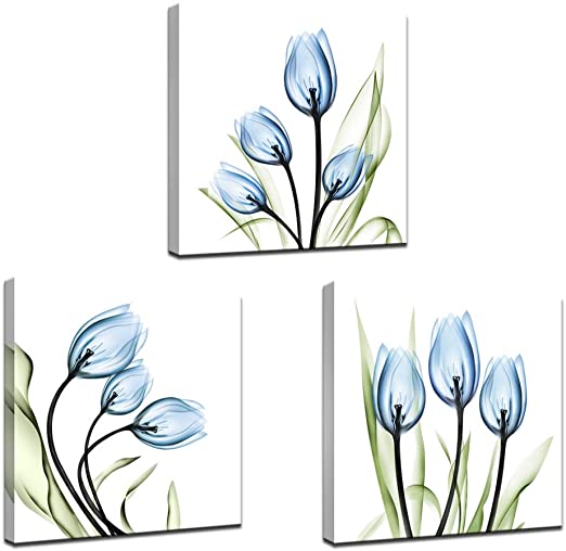 Amazon.com: Biuteawal - Flower Canvas Prints Wall Art Decor Blue .