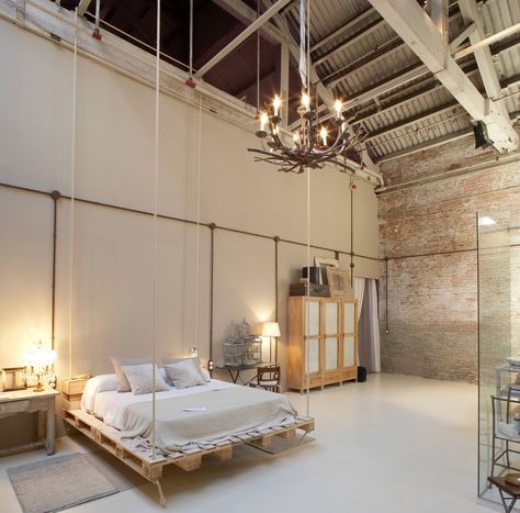 Fashionable Bedroom Designs Which Combining With Brick and Wooden .