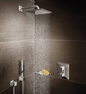 For a clean architectural look, choose a square shower head .