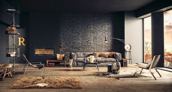 Exposed brick wall in living rooms - homes with fantastic .