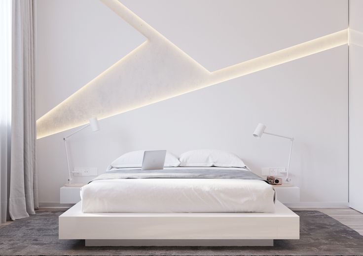 Современная спальня в белых тонах от "Shmidt Studio" on Behance .