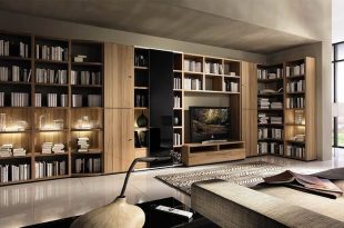 Living Room with Big Bookcase Design Ideas | Bookshelves in living .