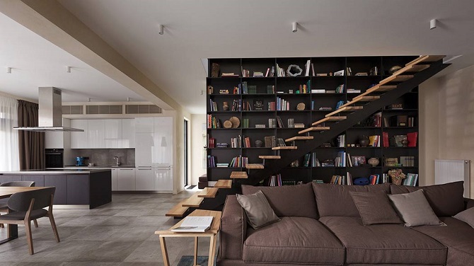 The Interior Design Decoration To Place A Huge BookShelf In Living .