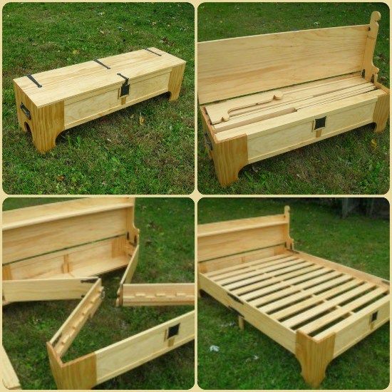 DIY Folding Bed Into Bench | Woodworking projects diy, Diy bench .