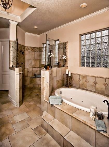 Jacuzzi tub, Walk-in shower | House bathroom, Stylish bathro
