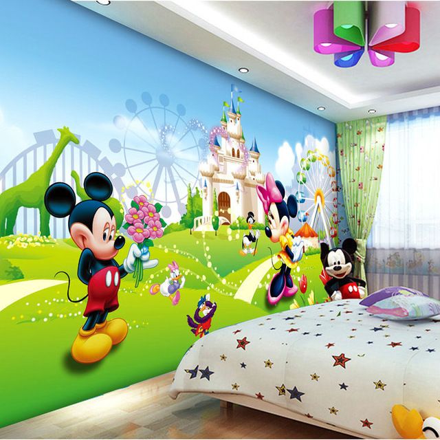 Lovely Mickey & Minnie Photo Wallpaper 3D Wall Mural Cartoon .