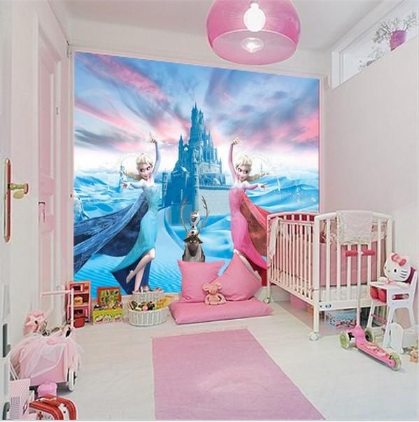 Custom 3D Elsa Frozen Cartoon Wallpaper for Walls Kids' Room Mural .