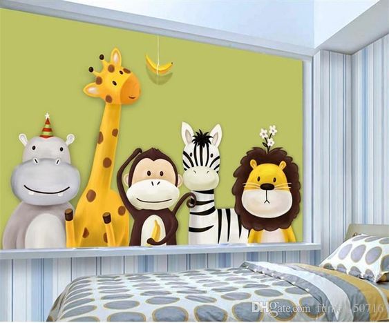 Custom Mural Wallpaper Children'S Room Bedroom Cartoon Theme .