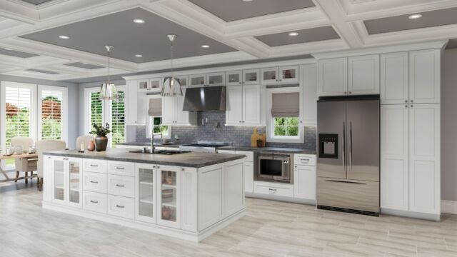 RTA Wood 10X10 Classic Modern Shaker White Kitchen Cabinets .